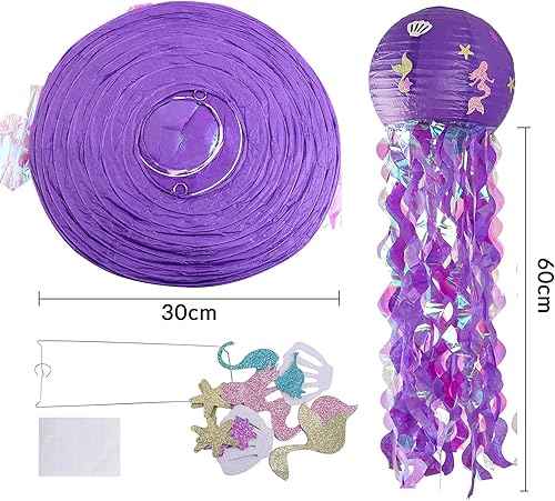 EPODA Lot de 4 Lanterne en Papier De Méduses, Decoration Theme Marin Suspendue De Lanterne, Lanterne De Sirène De Méduse pour La Fête à Thème Océan sous La Mer Decoration d'anniversaire De Mariage - Nail Gallerys