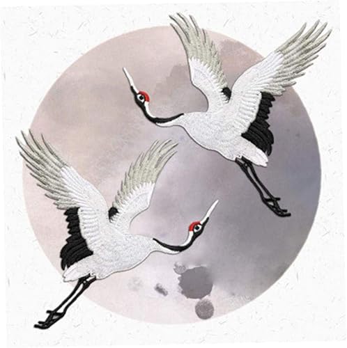 Grue-couronne Rouge Oiseaux Shape Brodé Sur Fer/Coudre Ecussons, Brodés Autocollants Pour Vêtements Applique - Nail Gallerys