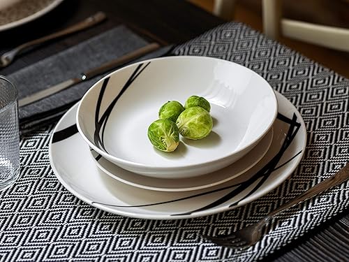 Tognana Service de table graphique pour 6 personnes, 18 pièces, porcelaine, noir et blanc - Nail Gallerys