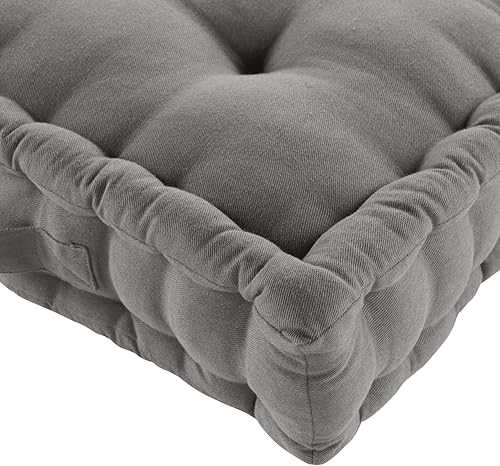 Douceur d'Intérieur, Coussin de Sol (50 x 50 x 10 cm) Twily Gris, Coton/Polyester Recyclé - Nail Gallerys