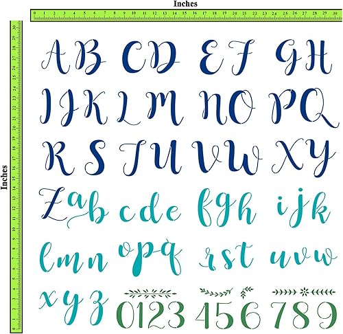 CrafTreat Lot de 24 pochoirs de calligraphie réutilisables 17,8 x 11,4 cm, lettres cursives, pochoirs de bricolage pour travaux manuels, peinture en aérosol, meubles, décoration et murs - Nail Gallerys