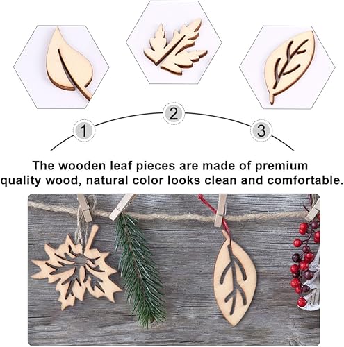 Didiseaon 100 Pièces Log Des Feuilles Et Des Tranches Feuilles D'érable Artificielles Automne Boisé Découpes Étiqueter Décor En Forme De Artisanat Partir Bricolage En Bois - Nail Gallerys