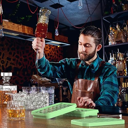 Bacs à Glaçons Moule à Glaçons en Silicone avec Couvercle Boîte de Glace et Pelle, Empilables Bacs à Glaçons, Démoulage Facile, 56 moules glaçons pour Cocktail Whisky Boissons (Orange) - Nail Gallerys