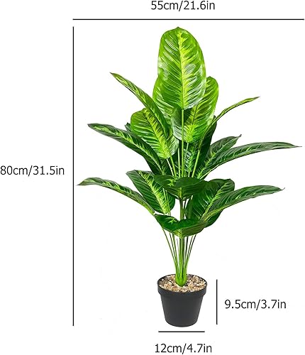 AIVORIUY Grande Plante Artificielle en Pot Fausses Plantes Plastique Réaliste Moderne pour la Maison, Salle de Bain, Cuisine Décoration Salon Appartement Balcon Bureau (80cm Banane Tropical) - Nail Gallerys