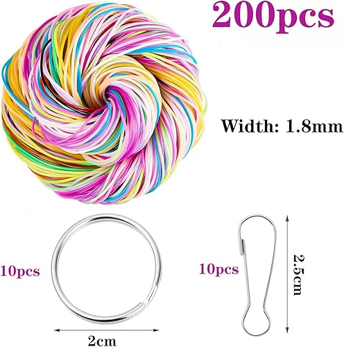 200 pièces Kits de Scoubidou Fil, Scooby Doo Fil Paillettes Elastique Cordon avec Porte-Clés, Crochets, Perles en Bois, Pompons, Fil de Bricolage et Cure-Pipe pour Porte-clés, Colliers, Bracelets - Nail Gallerys