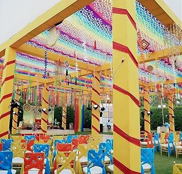 Lot de 10 guirlandes décoratives triangulaires en feutre à suspendre au mur pour Diwali, Navratri, Mehndi, mariage, décoration de fête, toile de fond, décoration d'intérieur, thème couleur, festivals - Nail Gallerys