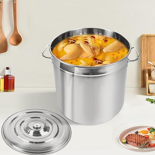 JJsdwin Marmite à soupe de 50 l, grande capacité, avec poignées, en acier inoxydable, pour cuisinières à gaz, à induction - Nail Gallerys