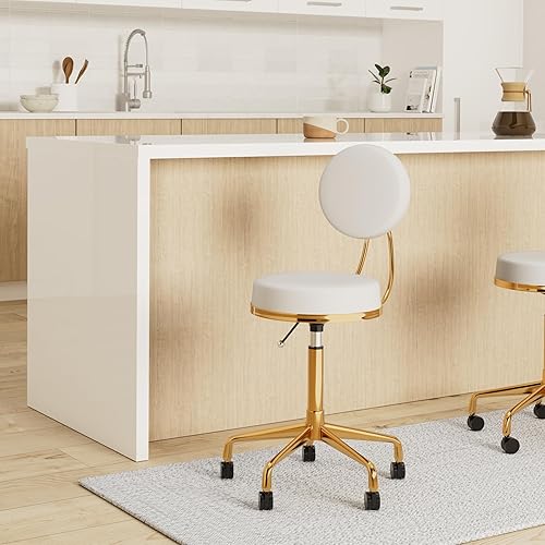ACTIVESHOP H5 Tabouret de maquillage à roulettes Doré/blanc - Nail Gallerys
