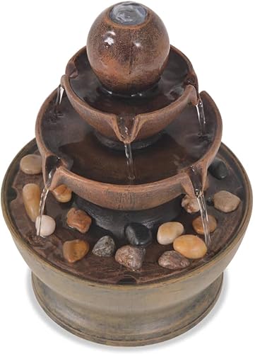 puraday Fontaine d'intérieur avec Pompe 17,5x17,5x23 cm Polyrésine Fontaine du Salon Créent Atmosphère Relaxante Méditative Décoration Maison Chambre Bureau Dispositif d'eau - Nail Gallerys