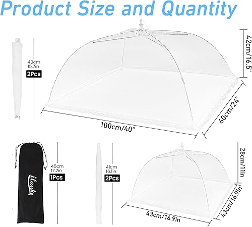 4 Pcs Cloche Alimentaire Anti Insectes, Cloche a Gateau Pliable 2 Tailles, pour l'Extérieur, Maison, Barbecues, Pique-Niques, Blanc - Nail Gallerys