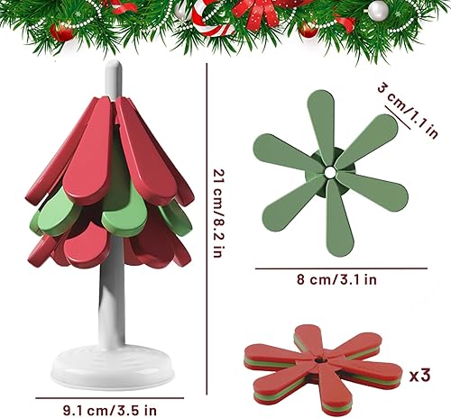 Dessous Verre, dellyy Dessous de Verre Silicone, Dessous de Plat, sous-Verres d'Arbres, sous-Verres Isolés, Set Table Noël Lavable, sous-Verres à Café, Tree Coasters, sous-Verres Isolés (Couleur-SQ) - Nail Gallerys