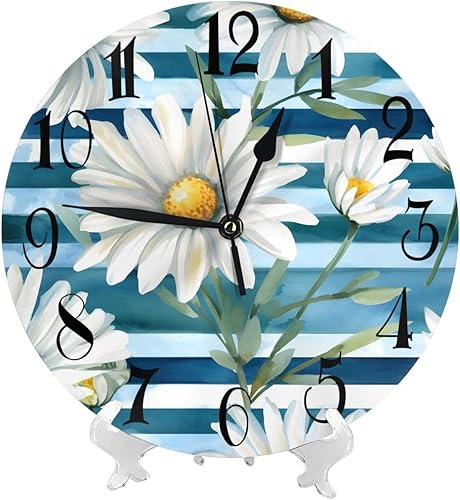Helhappy Horloge murale silencieuse de 25,4 cm, sans tic-tac, fonctionne avec piles, fleurs de poirier blanc, horloge murale en PVC pour la maison, le salon, le bureau, l'école, la cuisine, la chambre - Nail Gallerys