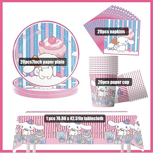 Kuromi Sanrio Décoration de Fête d'Anniversaire pour 20 Invités - Doyomtoy Château de Princesse Avec Assiettes, Gobelets en Papier, Serviettes, Nappe - Nail Gallerys