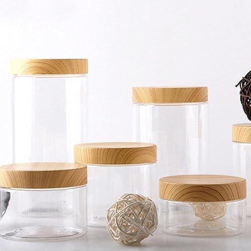ZXCVWWE Bocaux hermétiques en plastique avec couvercle en bois - Pour thé, café - Pour noix, bonbons, biscuits, céréales - Nail Gallerys