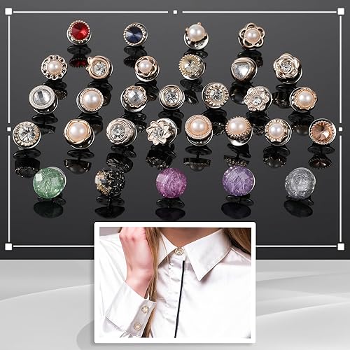 Mabor Lot de 30 épingles à boutons réutilisables avec perles et strass, sans couture, pour chemisiers, robes, pulls, châles, loisirs créatifs, loisirs créatifs, pour femmes et filles - Nail Gallerys