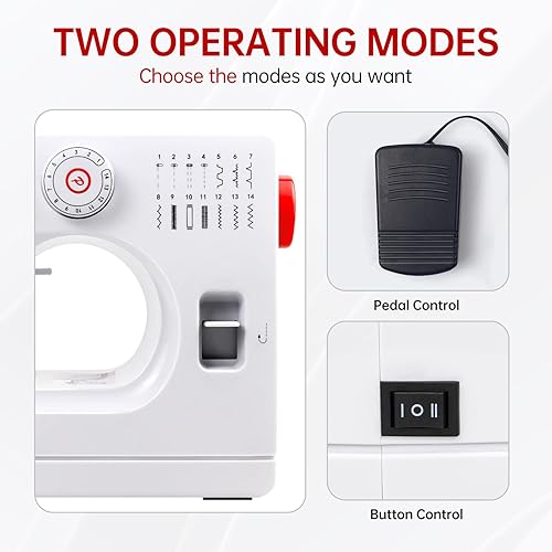 SMOCTAR Machine a Coudre Enfant, Machine à Coudre Professionnelle, Machine a Coudre Debutant, Machine a Coudre Portable avec 14 Points Différents, Avec Kit Couture et Pédales - Nail Gallerys