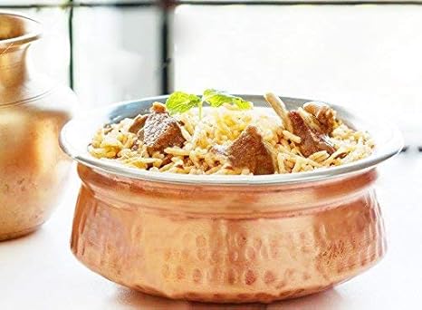 OSNICA 1 bol de service indien pour céréales, soupes, plats de service en cuivre, acier Handi (taille 15 cm (500 ml) - Nail Gallerys