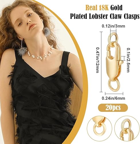 Beebeecraft 1 boîte de 20 fermoirs Mousquetons en Laiton Plaqué Argent Sterling avec Anneau de Saut pour Bracelets Colliers Fabrication de Bijoux (925mm) - Nail Gallerys