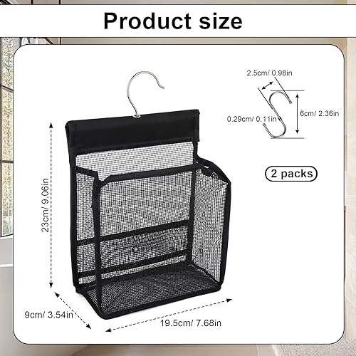 LINTRA Bac Linge, lot de 2 Panier a Suspendre, Noir Sacs à Linge, Panier Pince à Linge a Suspendre avec Crochets pour Pinces à Linge, gel Douche, Cosmétiques - Nail Gallerys