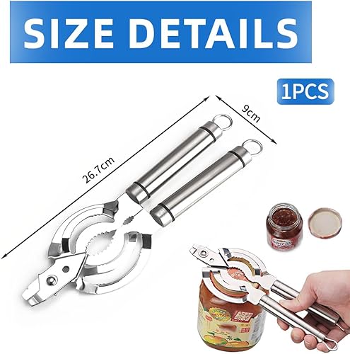 FDCGAS Ouvre-boîte en Acier Inoxydable,Ouvre-Couvercle Facile à Utiliser et à Ranger,Ouvre Bocal Manuel en Acier Inoxydable de qualité supérieure,ouvre-Bouteille Design avec Boucles de Suspension - Nail Gallerys