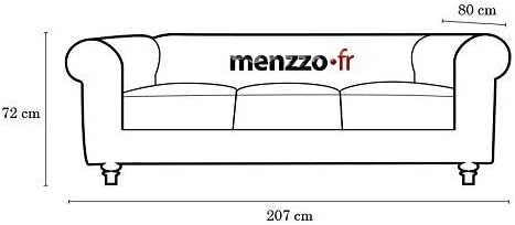 Menzzo Canape 3 Places Chesterfield Velours Noir - Nail Gallerys