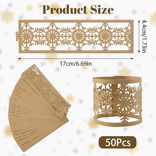 URROMA Serviette Anneaux, 50pcs Noël Kraft Flocon de Neige Serviette Boucle en Papier Creux Serviette Anneaux décoration pour Saint Valentin Thanksgiving dîner d'anniversaire - Nail Gallerys