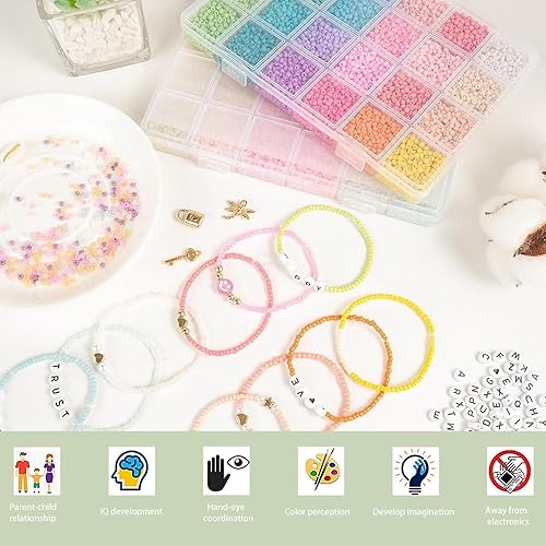 Perles pour Bracelet, Perles pour Bijoux, Perles Lettres, Perles de Rocaille en Verre, Kit Bracelet, Perles pour DIY Fabrication de Bijoux Bracelets Collier, pour la Fabrication de Bijoux - Nail Gallerys