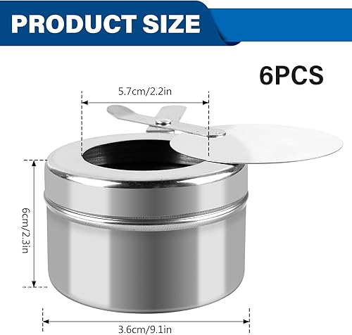 BORDEAG 6 Pièces Récipients à Pâte Combustible, Brûleur À Fondue, Brûleur à Alcool, Brûleur d'alcool pour Fondue, pour Chauffe-Plats à Fondue ou Plat de Cuisson, Camping, Café, Boissons Chaudes - Nail Gallerys