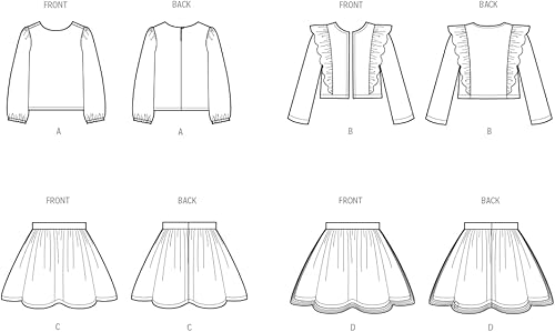 SIMPLICITY SS3044K5 Patron de couture pour jupes, veste et haut en tricot pour fille K5 (7-8-10-12-14) - Nail Gallerys