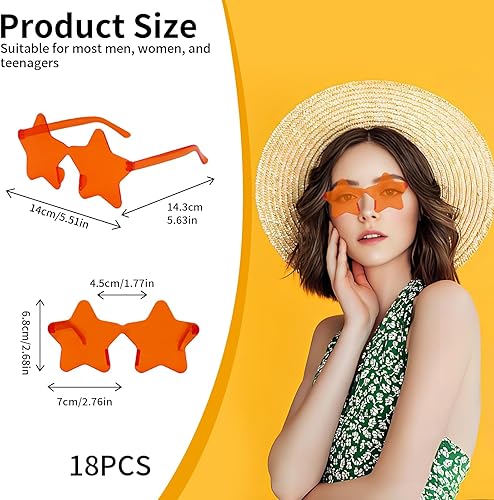 Vookkp 18 Paires Lunettes de Fête Étoile Sans Cadre, Hippie Lunettes de Soleil Étoile Transparentes Couleur Bonbon Multicolores pour FêTe D'Anniversaire, Carnaval, Noël - Nail Gallerys