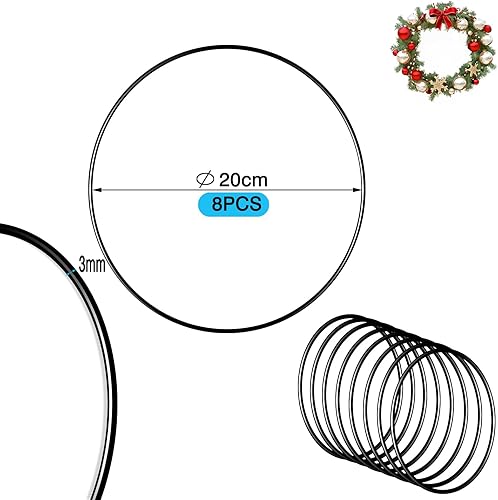 YFLeomry Lot de 8 anneaux en métal noir de 15 cm pour le bricolage, anneaux décoratifs à suspendre, attrape-rêves, anneau décoratif en métal pour DIY Floral Hoop, couronne de mariage, tenture murale - Nail Gallerys
