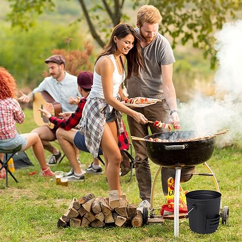 Relaxdays Seau à Cendres, avec Couvercle et Pelle, Acier, bac à Charbon avec Anse, 19 l, cheminée & Barbecue, Noir - Nail Gallerys