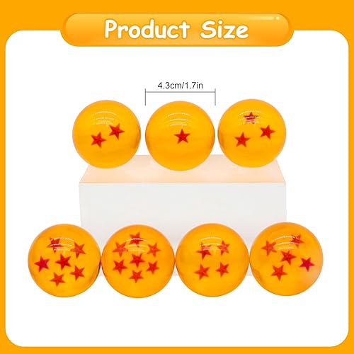 JurciCat 7 Pièces Boule de Dragon Anime Deco 4.3cm Dragon Boules de Cristal avec Boîte-Cadeau pour Les Collectionneurs Cosplay Partie Jour des Enfants Anniversaire Halloween Noël (1 à 7 étoiles) - Nail Gallerys