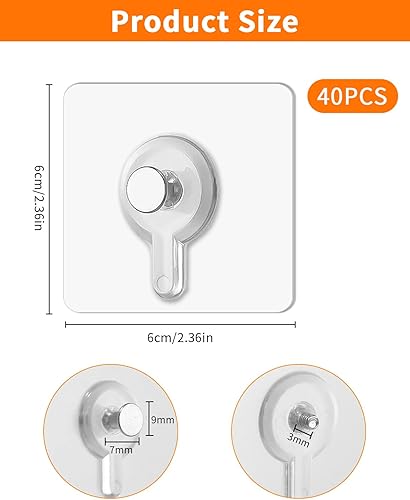 Lot de 40 crochets auto-adhésifs, clous transparents auto-adhésifs pour accrocher des images sans perçage, crochets auto-adhésifs pour images - Nail Gallerys