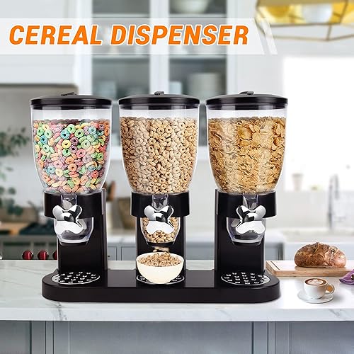 Sinceroduct Triple distributeur de céréales - Distributeur de céréales - Récipient de stockage alimentaire - Nail Gallerys