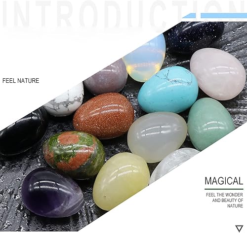 Gojiny 20Pcs Cristal Semi- Précieuse Pierre Jade Oeuf de Pierre Gemme Mixte Couleur Lisse Cristal Pierre pour Le Bricolage Artisanat Décoration - Nail Gallerys