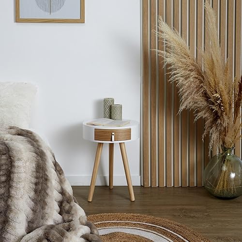 HOME DECO FACTORY - HD6201 - Chevet, Modèle Nora, Blanc 34.5x34.5x47 cm, Design élégant avec Un tiroir intégré, Esthétique et fonctionnalité pour dynamiser Votre Espace de Nuit - Nail Gallerys