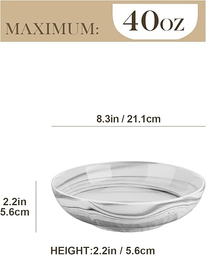 MALACASA Série REGULAR Bols à Pâtes en Porcelaine 1200 ml, 4 Grands Bols Ronds 21 cm pour Pâtes Salade Soupe, Assiettes Creuses en Marbre Gris pour Cuisine, Passe au Micro ondes et au Lave-vaisselle - Nail Gallerys