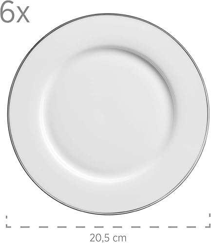 MÄSER 931533 Professional Dining Lot de 12 assiettes en porcelaine pour 6 personnes Blanc avec bord doré - Nail Gallerys