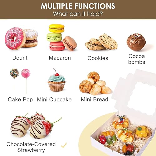 Lot de 10 grandes boîtes à biscuits, desserts avec fenêtre transparente - 30,5 x 20,3 x 6,3 cm - Grandes boîtes de boulangerie blanches pour muffins, cupcakes et pâtisseries (rectangulaires, 10 pièces - Nail Gallerys