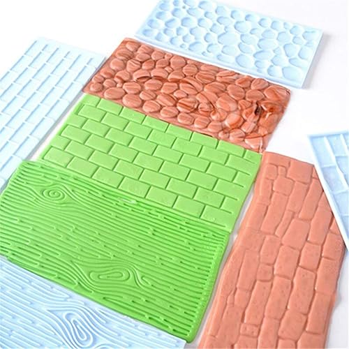 6 Pièces DIY Chocolat Glaçage Sucre Texture Gaufrage Cuisson Moule,Pâte à Confectionner Modèle Silicone Impression Tapis,Fondant Décoration Gâteau Écorce D'Arbre Lacet Ras Bord Cuisine Plats à Four - Nail Gallerys