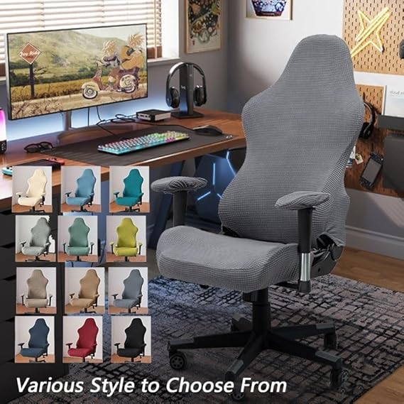 ARZARF Housse de Chaise de Jeu Extensible,Housses de Chaise de Gaming avec Accoudoirs,Lavable Antidérapante Rotative Inclinable Fauteuil,pour Ordinateur de Course Décoration D'intérieur(Navy) - Nail Gallerys