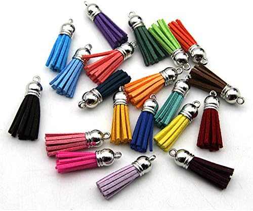 140 Pièces 35 Couleurs Gland en Cuir,Gland Pendentifs en Cuir,Glands et Pompons avec Caps 38 mm pour Porte-clés Sangles Suspendus Décoration Bricolage Accessoires - Nail Gallerys