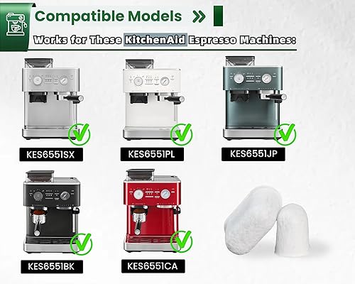 Filtre à eau à charbon actif de rechange pour machine à expresso KitchenAid KES6551 Series – Lot de 6 filtres à eau au charbon de qualité supérieure - Nail Gallerys