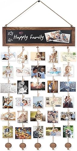 Cadres photo muraux multiples, Cadre photo collage, Cadre photo collage en bois, mur photo en bois 3 toiles et 30 pinces en bois, grand collage photo Accrocher, DIY cadre photo, cadeaux photo - Nail Gallerys