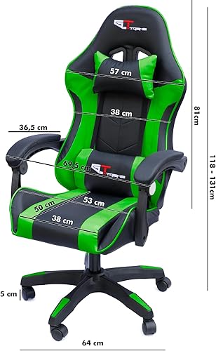 Game GT Extreme Chaise de bureau de gaming en cuir écologique Noir et vert - Nail Gallerys