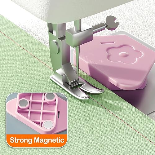 Azttior 3 Pièces Guide de Couture Magnétique pour Machine à Coudre, Accessoires Couture & Mercerie, Jauge Aimantée Puissante avec Échelle, Positionnement Stable, Prévention du Décalage - Nail Gallerys