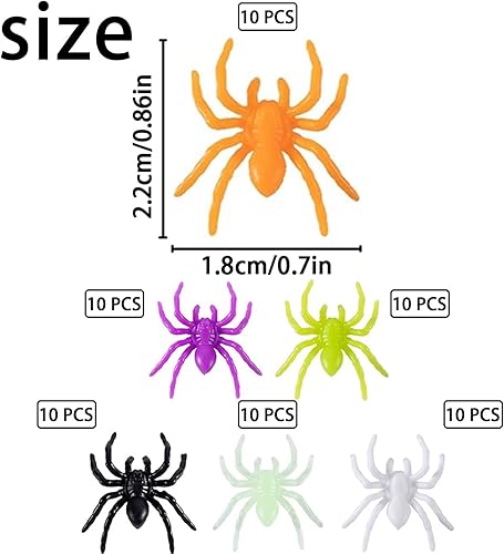 GWAWG 60 X araignées décoratives - Couleur Mixte araignées en Plastique comme décoration de Dispersion - décoration de Table pour Les fêtes d'horreur à l'Halloween - Nail Gallerys
