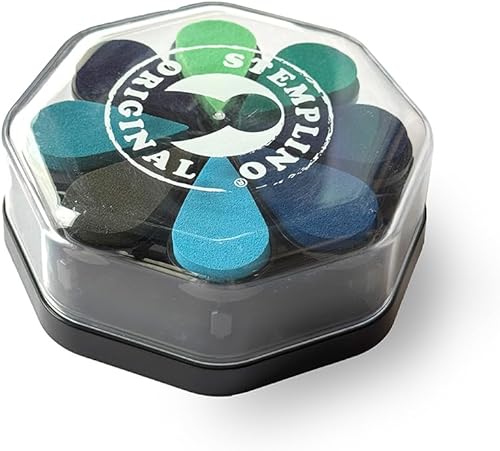 Stemplino® Lot de 8 tampons encreurs en forme de fleur - 8 couleurs pigmentées à base d'eau - Amovibles individuellement - Tampon précis pour embossage, scrapbooking, bullet journal (boîte) - Nail Gallerys