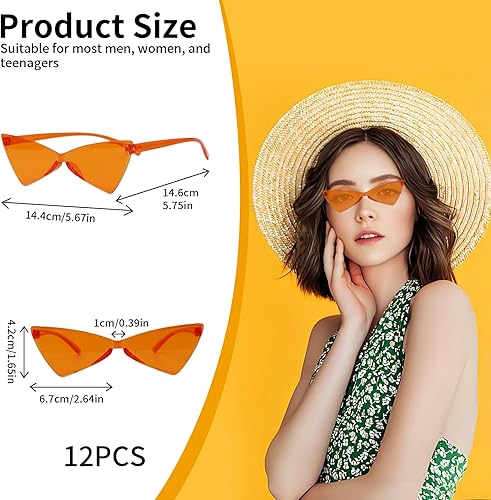 Vookkp 12 Paires Lunettes de Fête Sans Bord, Hippie Lunettes de Soleil Couleur Bonbon Rétro Transparentes pour FêTe D'Anniversaire, Carnaval, Noël & Accessoires de Party - Nail Gallerys